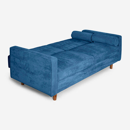 Sofá Cama Makora Bristol Azul Terciopelo De 3 Plazas - Outlet