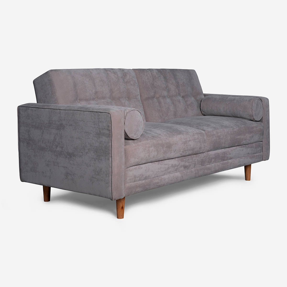 Sofá Cama Makora Bristol Gris Claro Terciopelo De 3 Plazas - Outlet