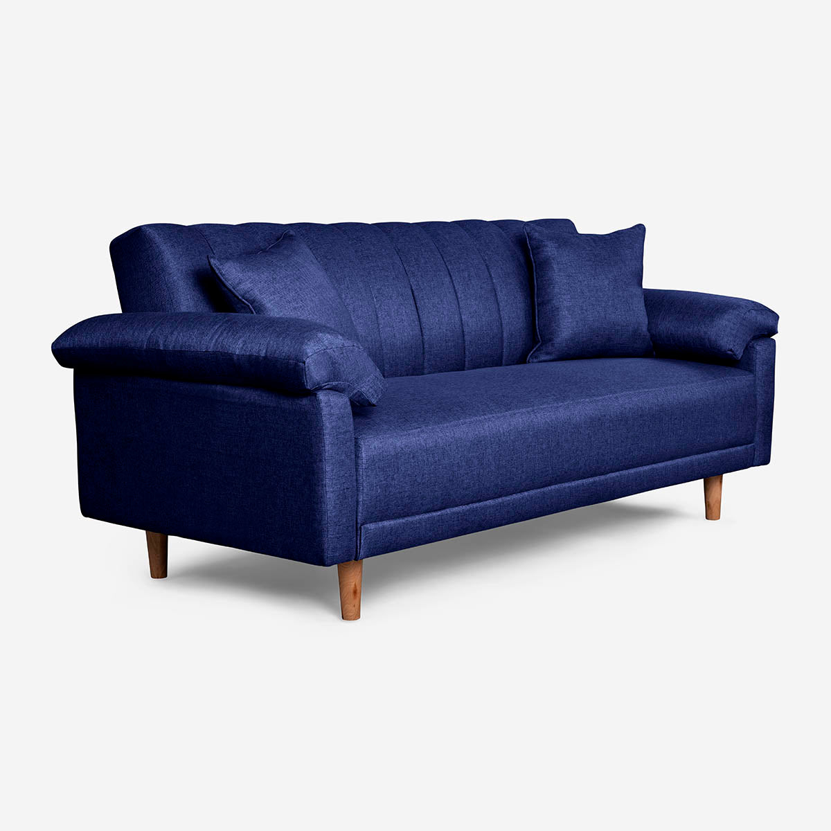 Sofá Cama Makora Brooklyn Azul Lino De 3 Plazas