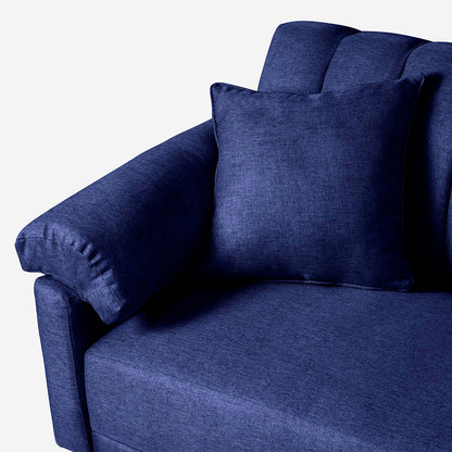 Sofá Cama Makora Brooklyn Azul Lino De 3 Plazas