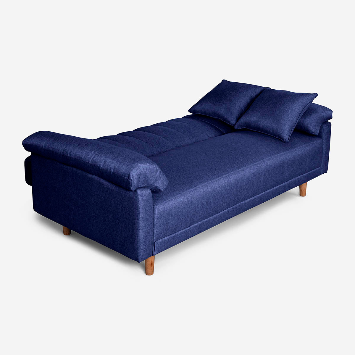Sofá Cama Makora Brooklyn Azul Lino De 3 Plazas