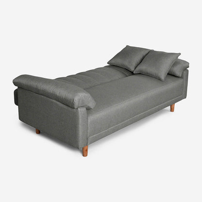 Sofá Cama Makora Brooklyn Gris Claro Lino De 3 Plazas