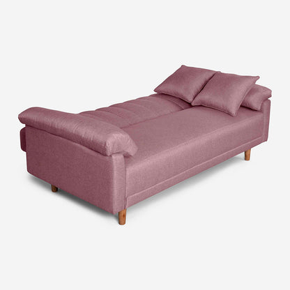 Sofá Cama Makora Brooklyn Rosa Lino De 3 Plazas