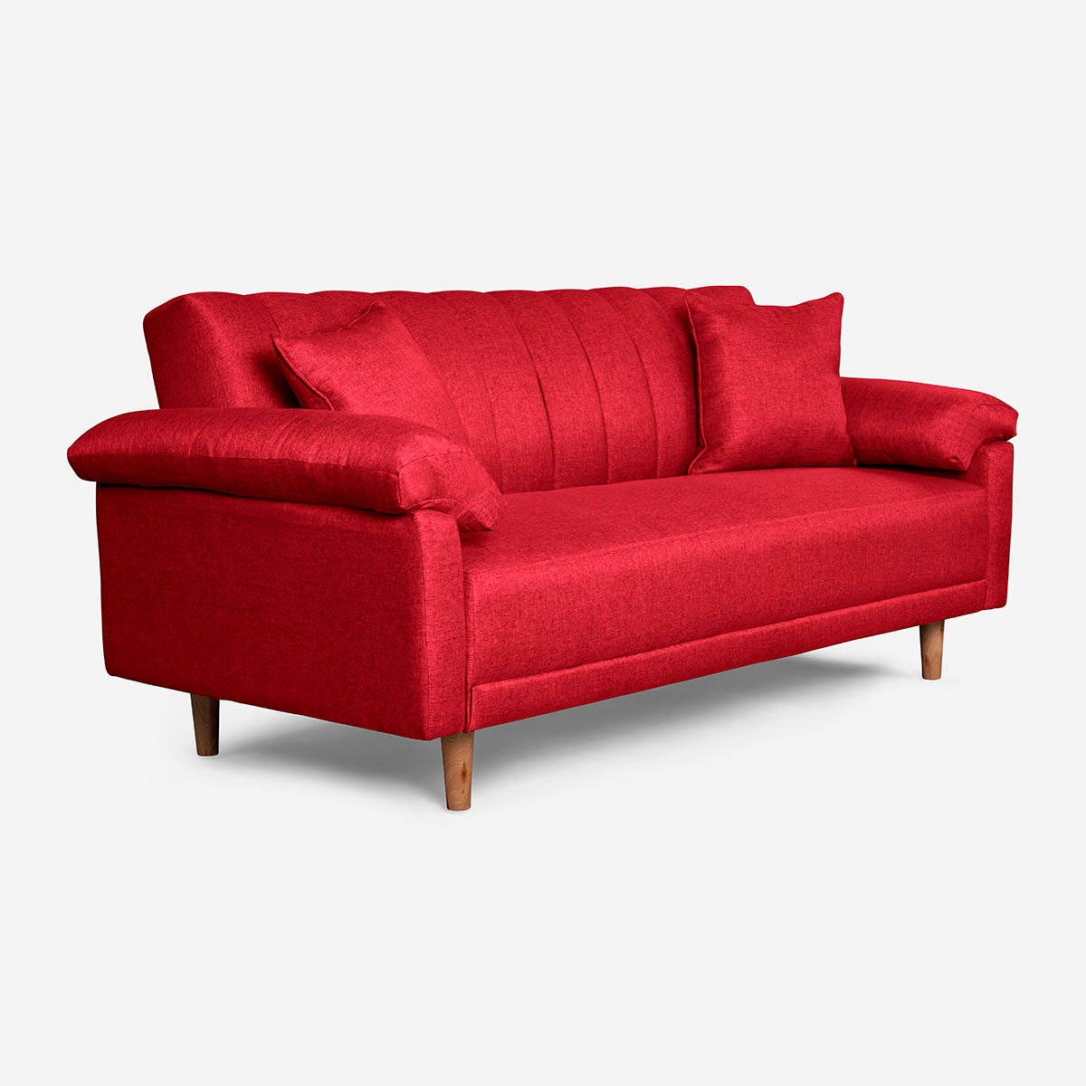 Sofá Cama Makora Brooklyn Rojo Lino De 3 Plazas