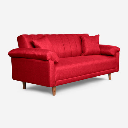 Sofá Cama Makora Brooklyn Rojo Lino De 3 Plazas