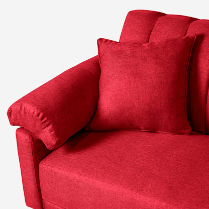 Sofá Cama Makora Brooklyn Rojo Lino De 3 Plazas