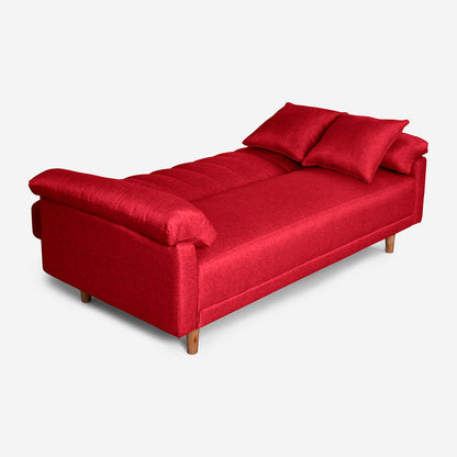 Sofá Cama Makora Brooklyn Rojo Lino De 3 Plazas