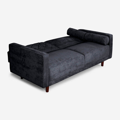Sofá Cama Makora Calandra Gris Oxford Terciopelo De 3 Plazas - Outlet
