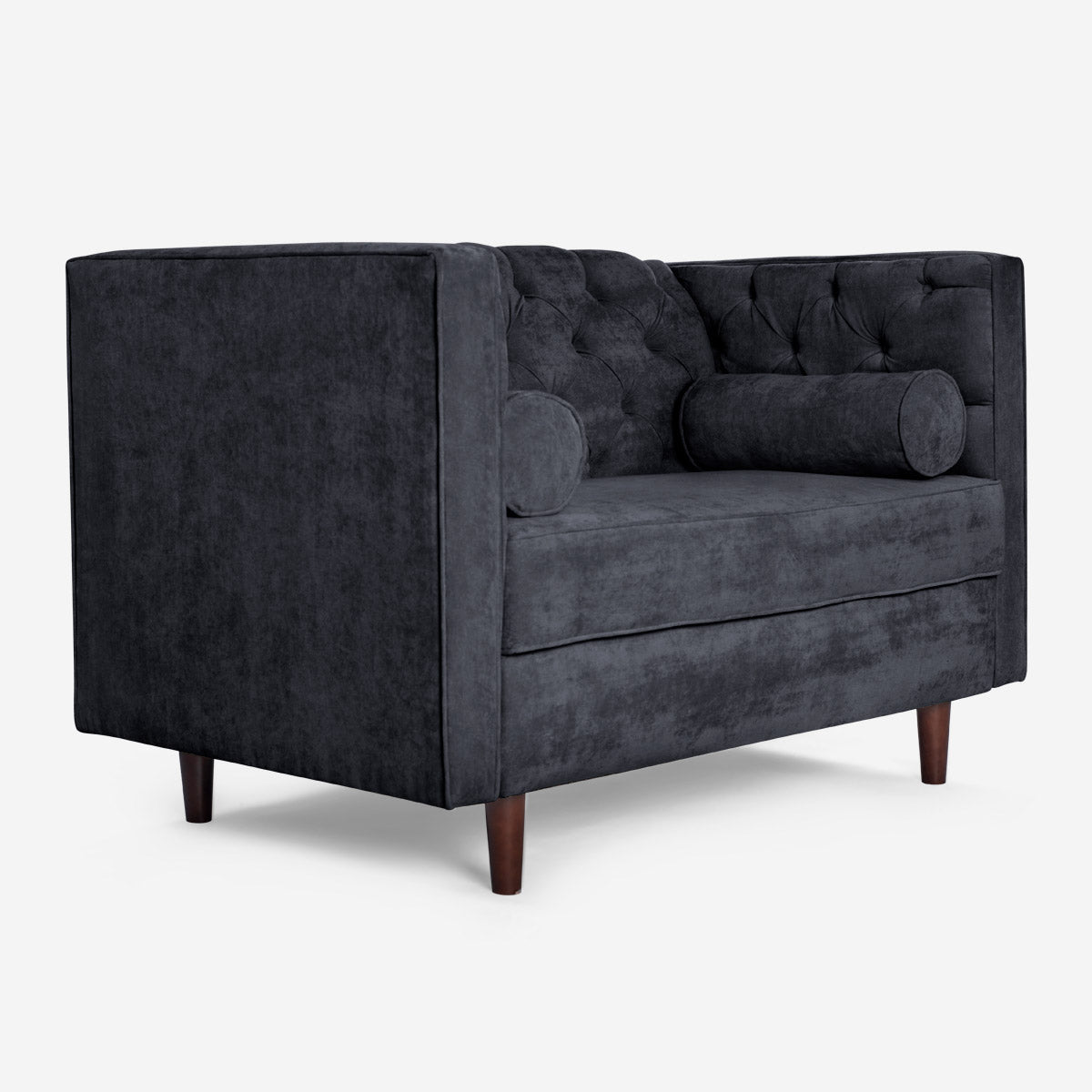Sofá Love Seat Makora Banks Gris Oxford Terciopelo De 2 Plazas - Outlet