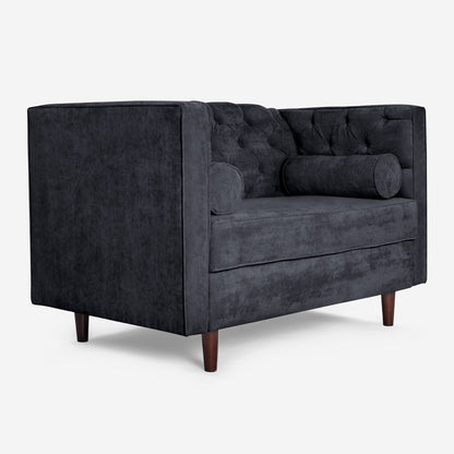 Sofá Love Seat Makora Banks Gris Oxford Terciopelo De 2 Plazas - Outlet