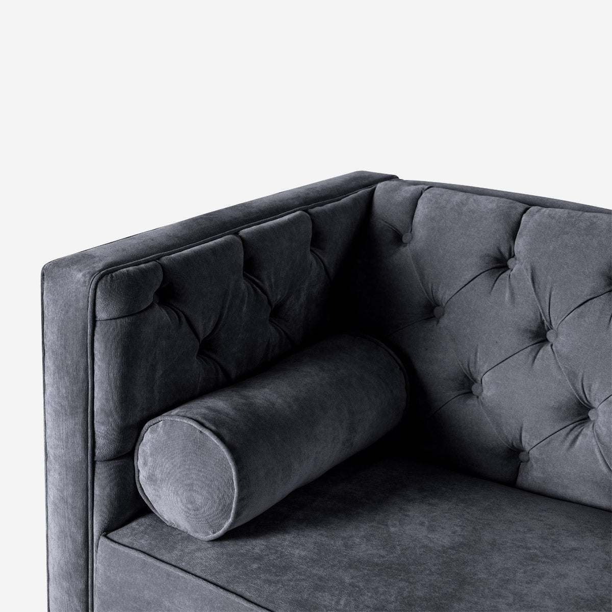 Sofá Love Seat Makora Banks Gris Oxford Terciopelo De 2 Plazas - Outlet