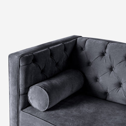 Sofá Love Seat Makora Banks Gris Oxford Terciopelo De 2 Plazas - Outlet