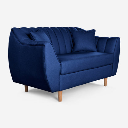 Sofá Love Seat Makora Eliana Azul Lino De 2 Plazas - Outlet