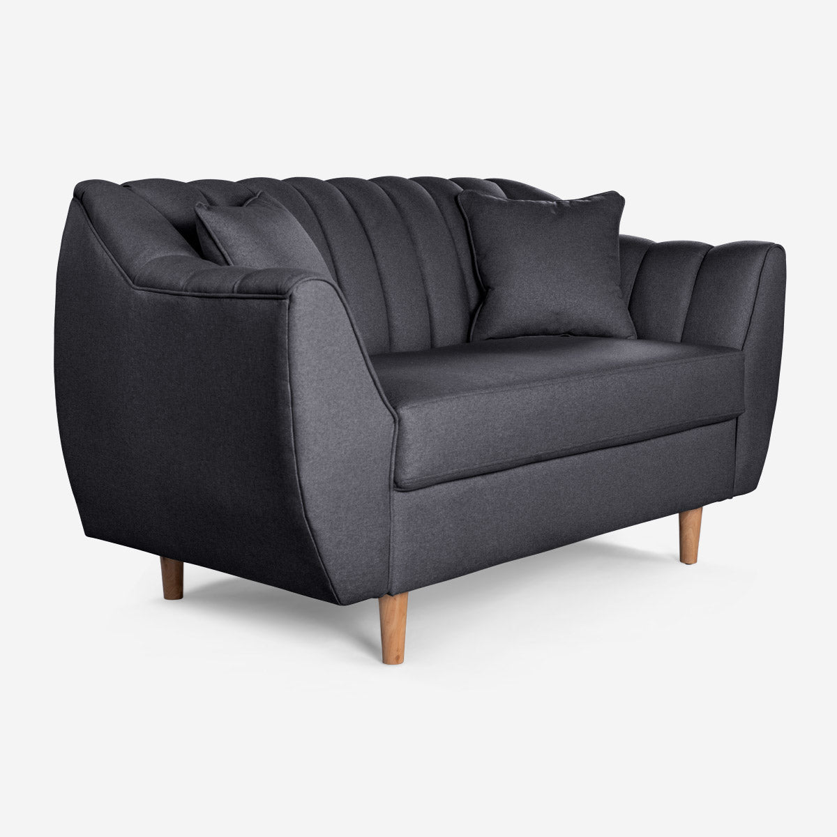 Sofá Love Seat Makora Eliana Gris Oxford Lino De 2 Plazas - Outlet