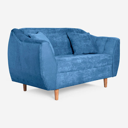 Sofá Love Seat Makora Neroli Azul Terciopelo De 2 Plazas - Outlet