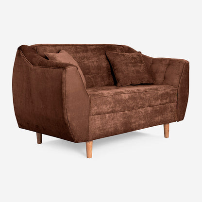 Sofá Love Seat Makora Neroli Café Terciopelo De 2 Plazas - Outlet