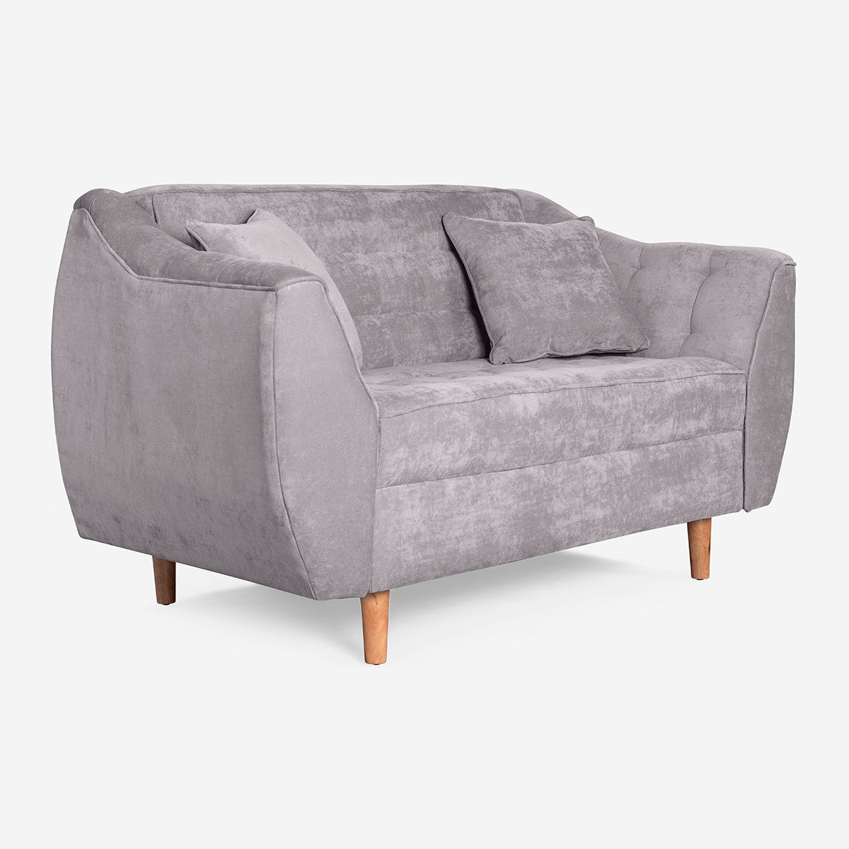 Sofá Love Seat Makora Neroli Gris Claro Terciopelo De 2 Plazas - Outlet