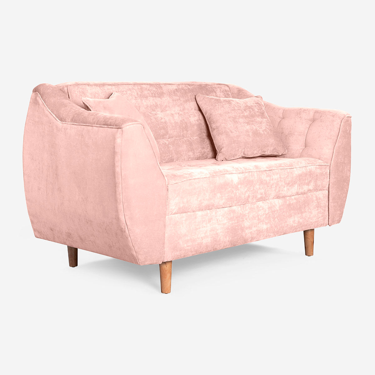 Sofá Love Seat Makora Neroli Rosa Terciopelo De 2 Plazas - Outlet