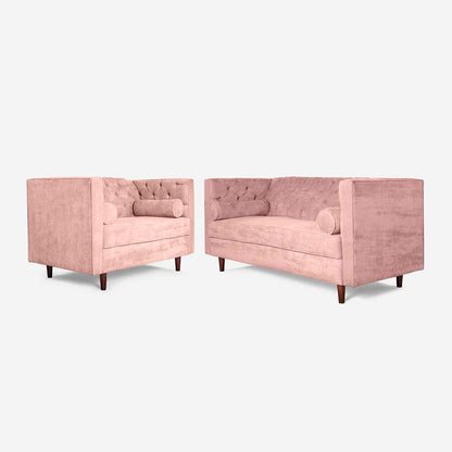 Sala 3-2 Makora Banks Rosa Terciopelo De 5 Plazas - Outlet