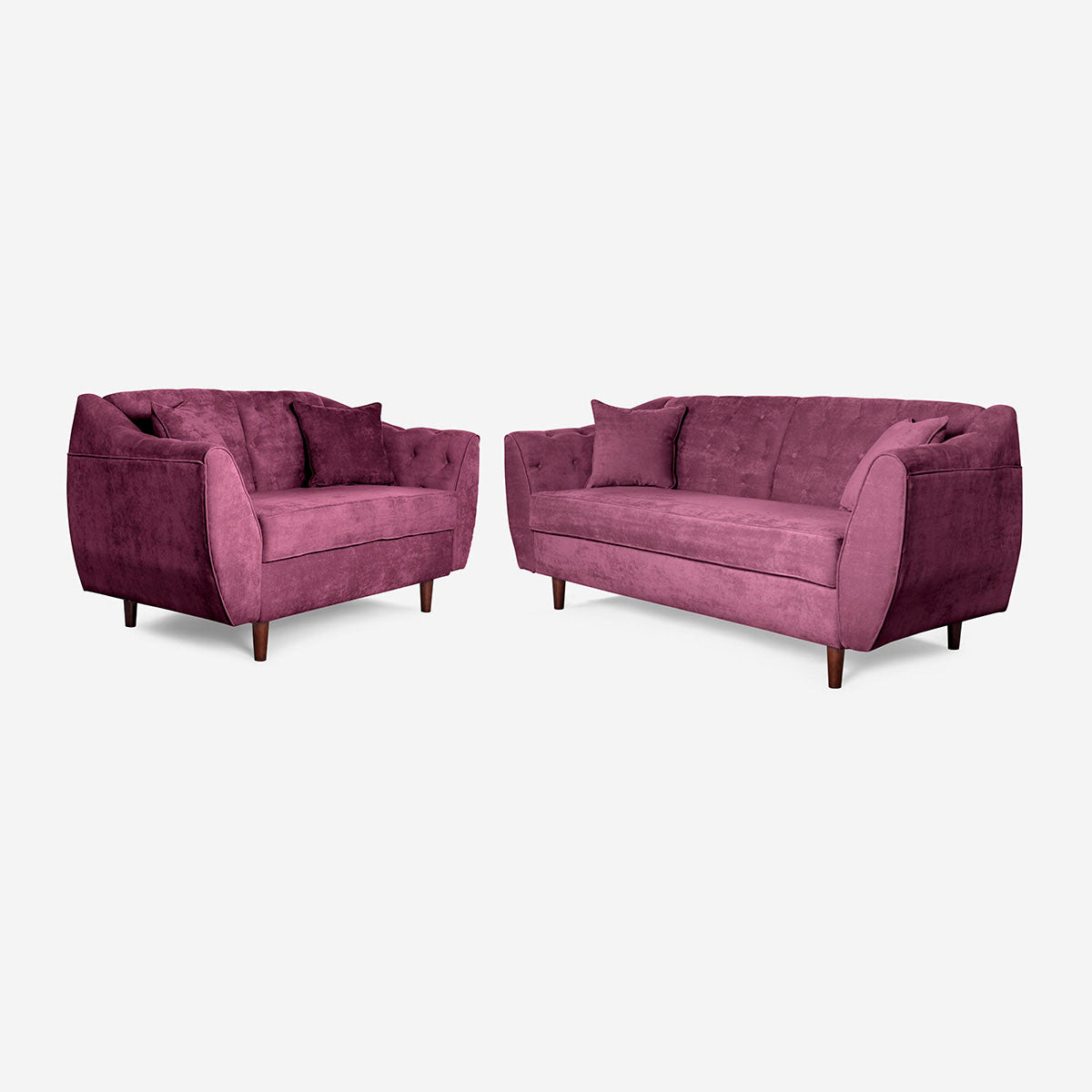 Sala 3-2 Makora Clooney Morado Terciopelo De 5 Plazas - Outlet