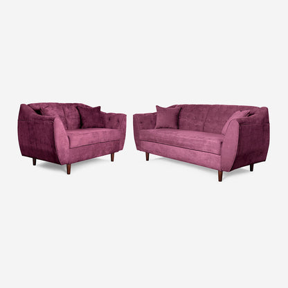 Sala 3-2 Makora Clooney Morado Terciopelo De 5 Plazas - Outlet