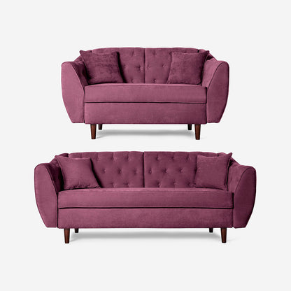 Sala 3-2 Makora Clooney Morado Terciopelo De 5 Plazas - Outlet