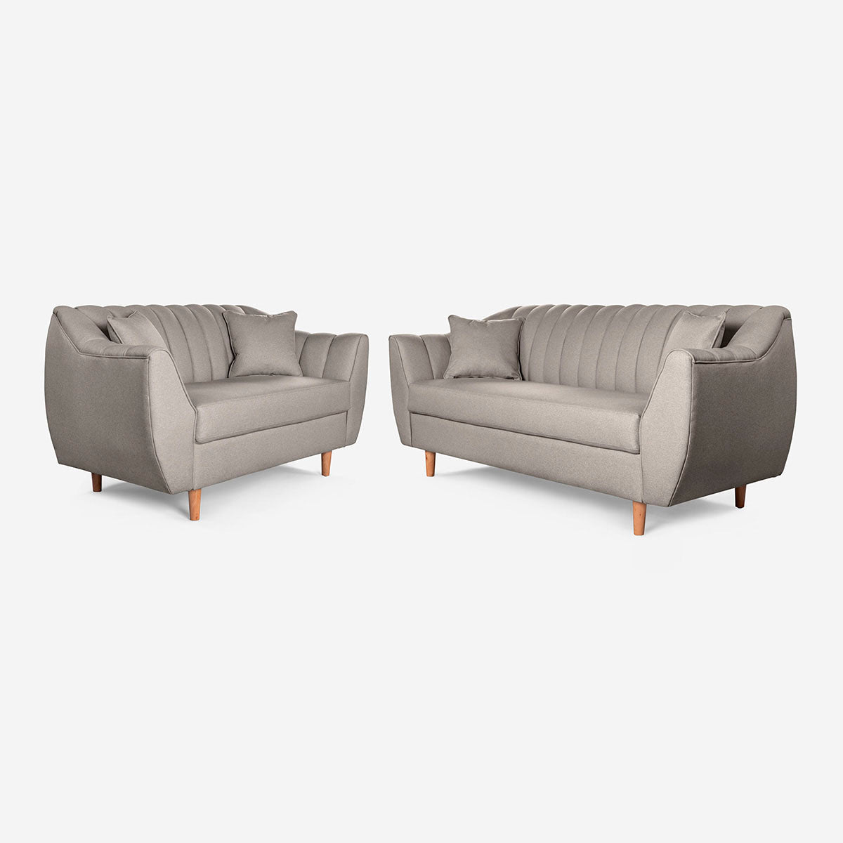 Sala 3-2 Makora Eliana Gris Claro Lino De 5 Plazas - Outlet