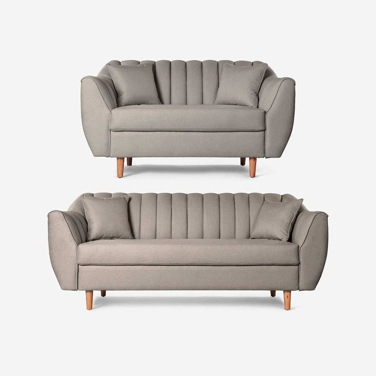 Sala 3-2 Makora Eliana Gris Claro Lino De 5 Plazas - Outlet