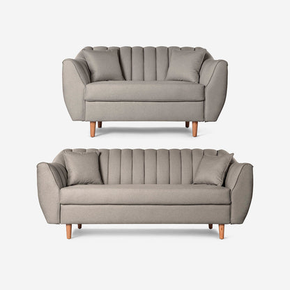 Sala 3-2 Makora Eliana Gris Claro Lino De 5 Plazas - Outlet