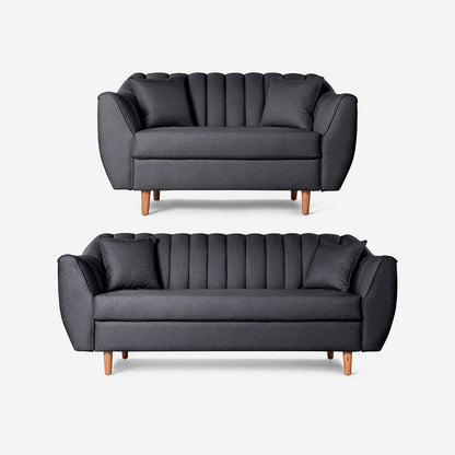 Sala 3-2 Makora Eliana Gris Oxford Lino De 5 Plazas - Outlet