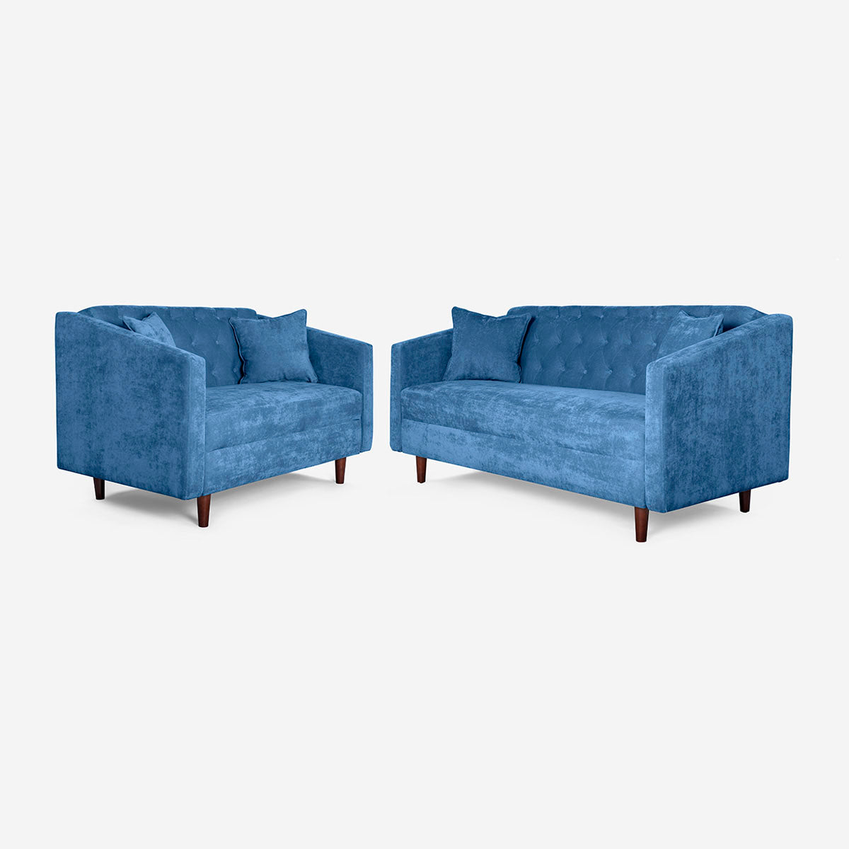 Sala 3-2 Makora Ivanka Azul Terciopelo De 5 Plazas - Outlet