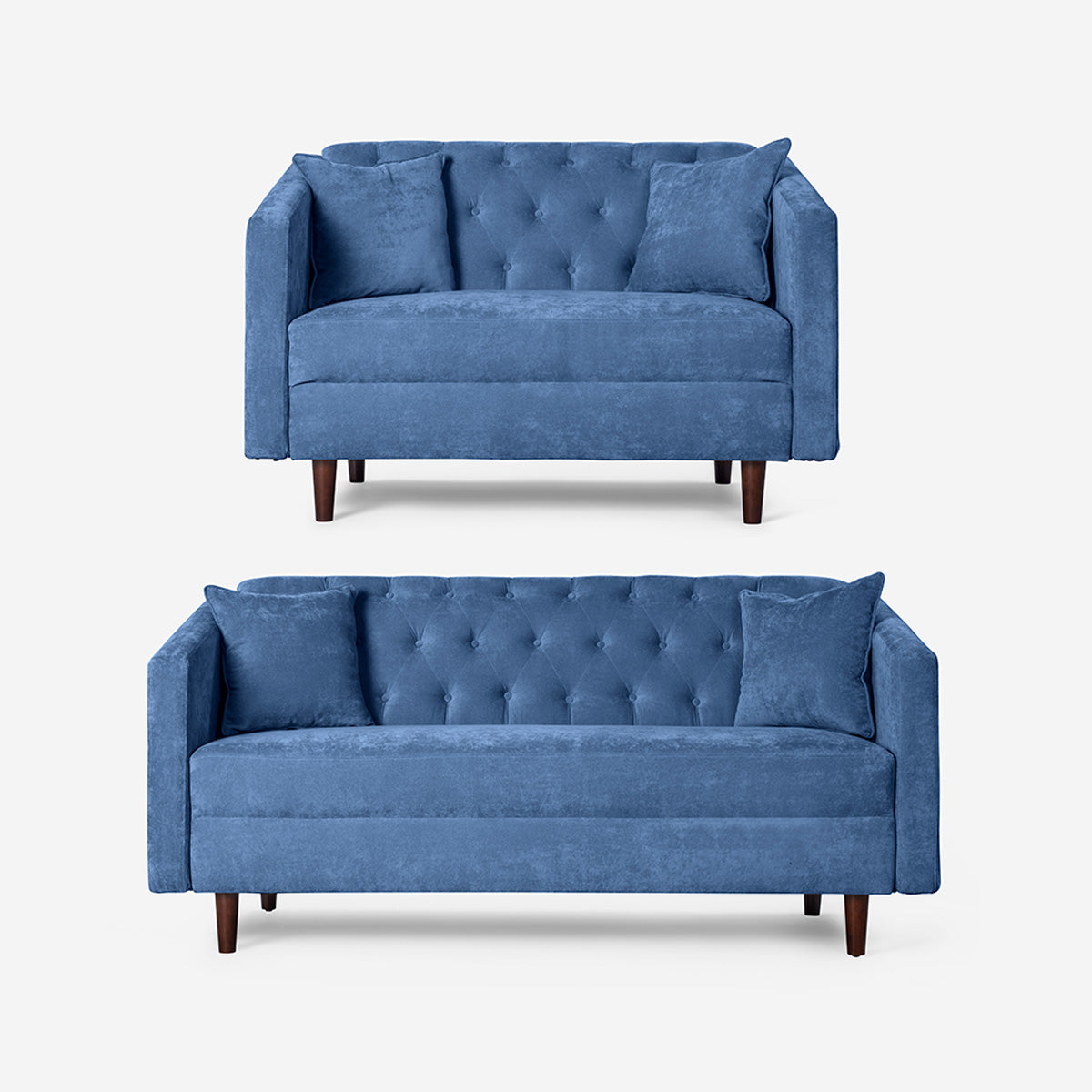 Sala 3-2 Makora Ivanka Azul Terciopelo De 5 Plazas - Outlet
