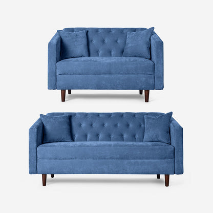 Sala 3-2 Makora Ivanka Azul Terciopelo De 5 Plazas - Outlet