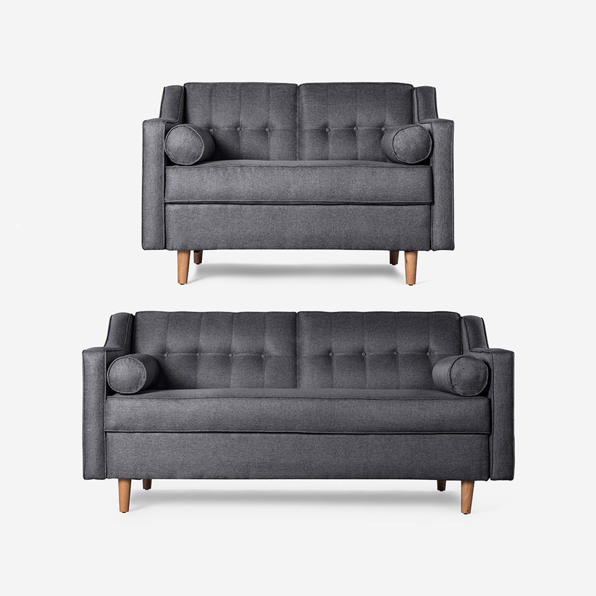 Sala 3-2 Makora Mimosa Gris Oxford Lino De 5 Plazas - Outlet