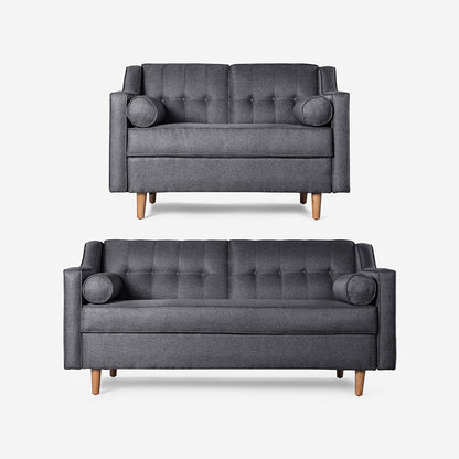 Sala 3-2 Makora Mimosa Gris Oxford Lino De 5 Plazas - Outlet