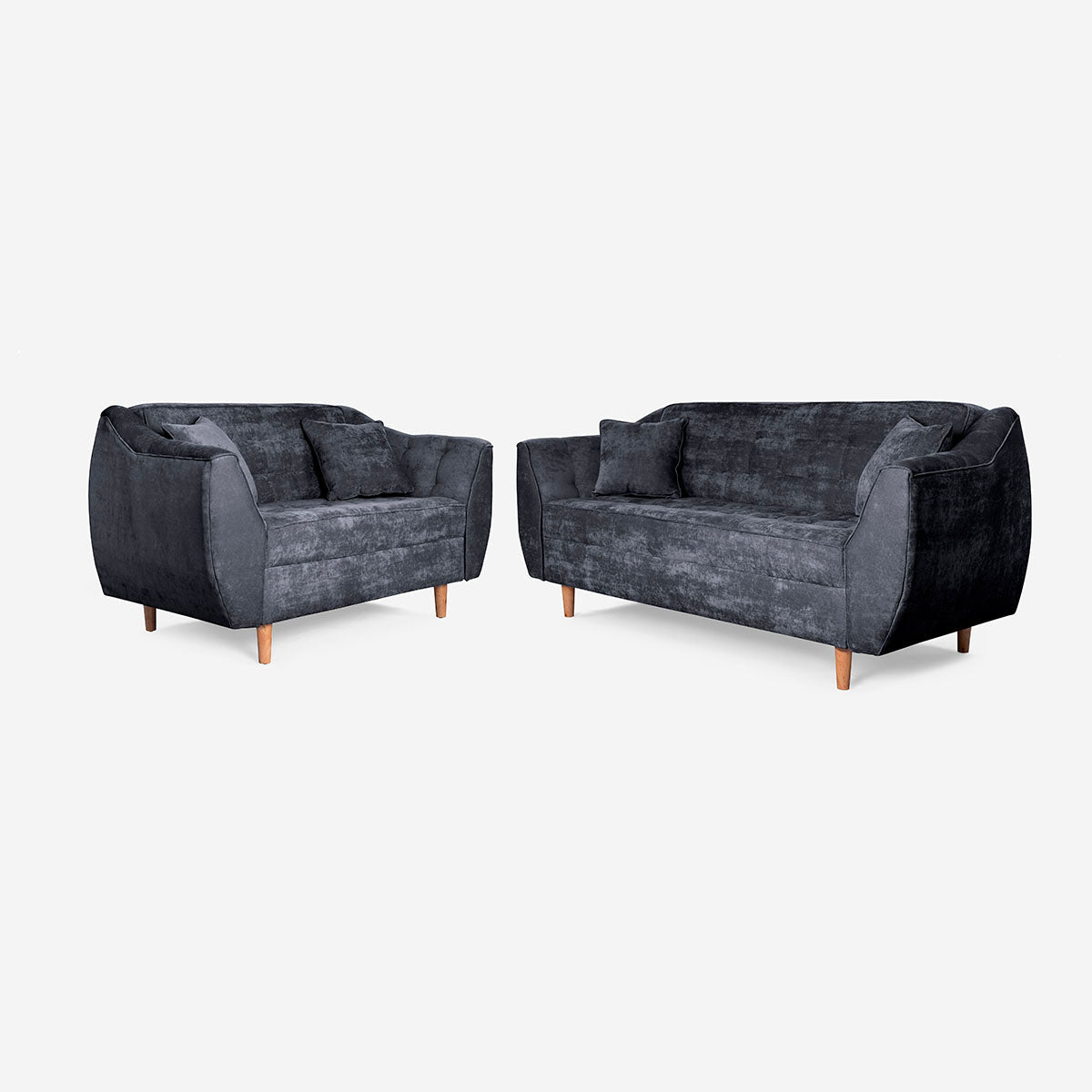 Sala 3-2 Makora Neroli Gris Oxford Terciopelo De 5 Plazas - Outlet