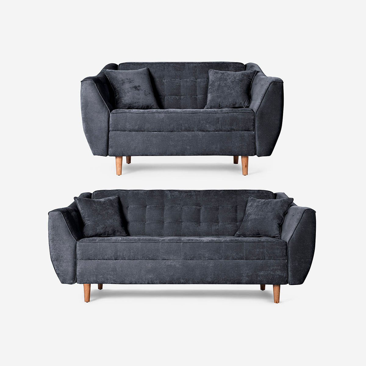 Sala 3-2 Makora Neroli Gris Oxford Terciopelo De 5 Plazas - Outlet