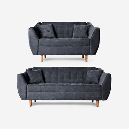 Sala 3-2 Makora Neroli Gris Oxford Terciopelo De 5 Plazas - Outlet