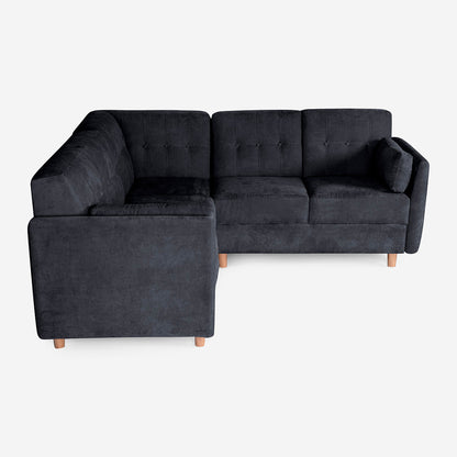 Sala Esquinera Makora Kravitz Gris Oxford Terciopelo De 5 Plazas - Outlet