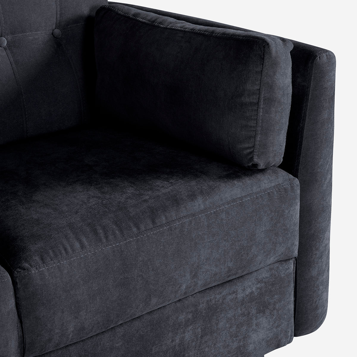 Sala Esquinera Makora Kravitz Gris Oxford Terciopelo De 5 Plazas - Outlet