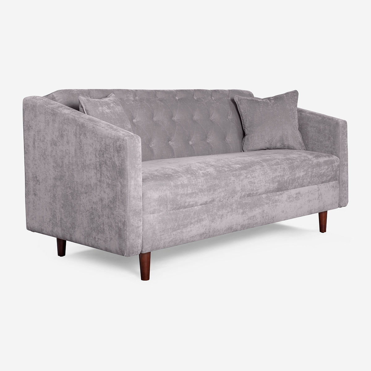 Sofá Makora Ivanka Gris Claro Terciopelo De 3 Plazas - Outlet