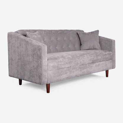 Sofá Makora Ivanka Gris Claro Terciopelo De 3 Plazas - Outlet