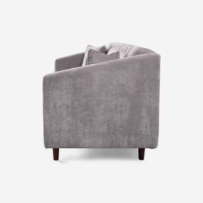 Sofá Makora Ivanka Gris Claro Terciopelo De 3 Plazas - Outlet