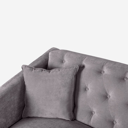 Sofá Makora Ivanka Gris Claro Terciopelo De 3 Plazas - Outlet