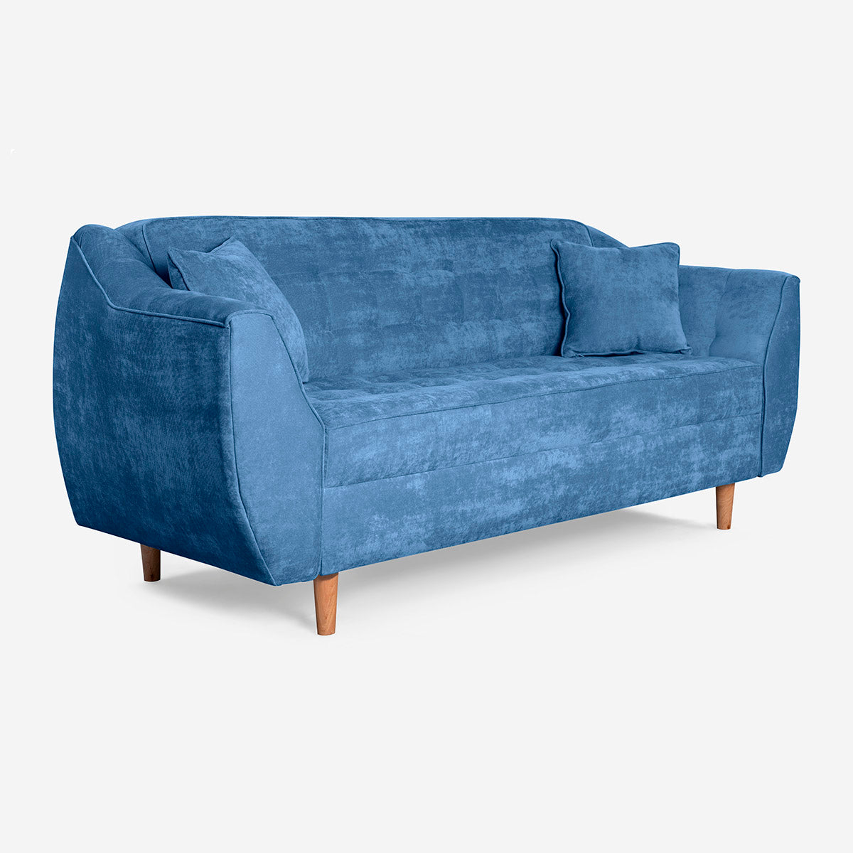 Sofá Makora Neroli Azul Terciopelo De 3 Plazas - Outlet