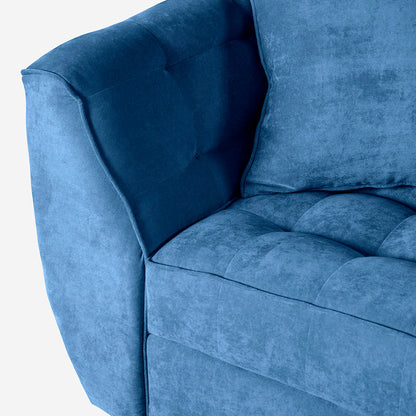 Sofá Makora Neroli Azul Terciopelo De 3 Plazas - Outlet